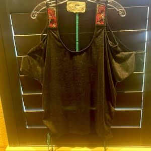 Black  ShearTop with teal ties on each side in great condition.